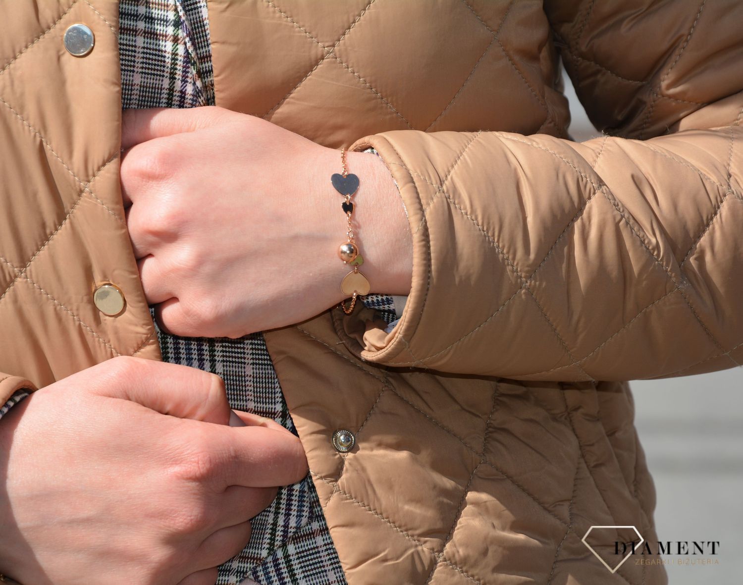 Bransoletka srebrna pozł. serduszka i kuleczka Dall'Acqua B RM 21295 039 (2).JPG